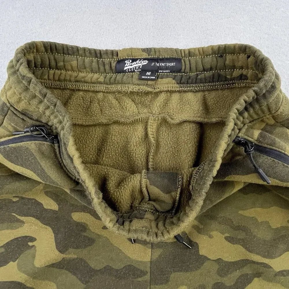 Brooklyn Cloth Knit Shorts Men Size Medium Green Camo Drawstring Comfort